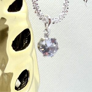 .925 Sterling Silver & Crystal Pendant Bracelet
